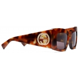 Gucci - Square Sunglasses - Brown Tortoiseshell Lilac - Gucci Eyewear