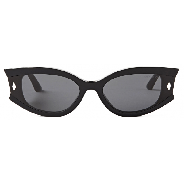 Jimmy Choo - Skylar - Black Oval Sunglasses with Studs - Jimmy Choo Eyewear