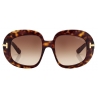 Tom Ford - Occhiali da Sole Icon Round - Occhiali da Sole a Farfalla - Havana Scuro - Occhiali da Sole - Tom Ford Eyewear