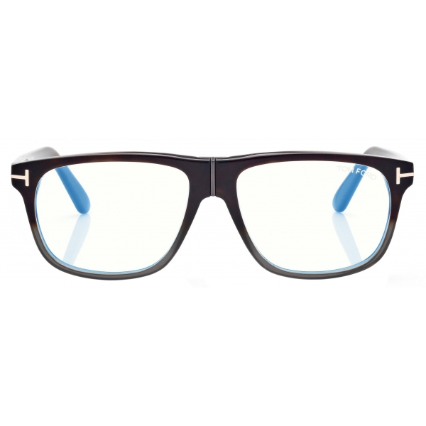 Tom Ford - Blue Block Pilot Optical Glasses - Striped Black Havana - Optical Glasses - Tom Ford Eyewear