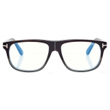 Tom Ford - Occhiali da Vista Blue Block Pilota - Avana Nera a Righe - Occhiali da Vista - Tom Ford Eyewear