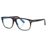 Tom Ford - Occhiali da Vista Blue Block Pilota - Avana Nera a Righe - Occhiali da Vista - Tom Ford Eyewear