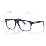 Tom Ford - Occhiali da Vista Blue Block Pilota - Avana Nera a Righe - Occhiali da Vista - Tom Ford Eyewear