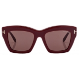Tom Ford - Occhiali da Sole Luna - Occhiali da Sole a Farfalla - Bordeaux Lucido Marrone - Occhiali da Sole - Tom Ford Eyewear