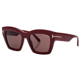 Tom Ford - Occhiali da Sole Luna - Occhiali da Sole a Farfalla - Bordeaux Lucido Marrone - Occhiali da Sole - Tom Ford Eyewear