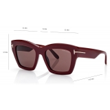 Tom Ford - Occhiali da Sole Luna - Occhiali da Sole a Farfalla - Bordeaux Lucido Marrone - Occhiali da Sole - Tom Ford Eyewear