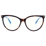 Tom Ford - Occhiali da Vista Blue Block Cat Eye - Havana Scuro - Occhiali da Vista - Tom Ford Eyewear