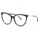 Tom Ford - Occhiali da Vista Blue Block Cat Eye - Havana Scuro - Occhiali da Vista - Tom Ford Eyewear