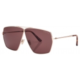Tom Ford - Occhiali da Sole Stella - Occhiali da Sole Geometrico - Oro Rosa Marrone - Occhiali da Sole - Tom Ford Eyewear