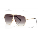 Tom Ford - Occhiali da Sole Stella - Occhiali da Sole Geometrico - Oro Profondo Fumo - Occhiali da Sole - Tom Ford Eyewear