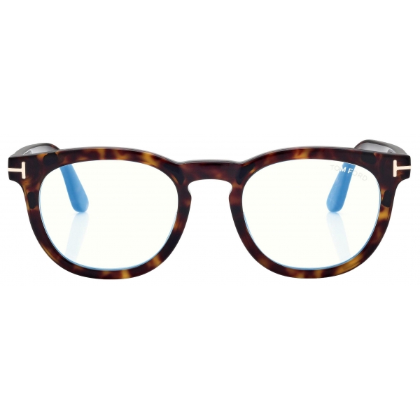 Tom Ford - Blue Block Round Optical Glasses - Dark Havana - Optical Glasses - Tom Ford Eyewear