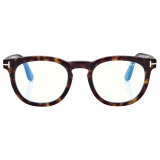 Tom Ford - Occhiali da Vista Blue Block Rotondi - Havana Scuro - Occhiali da Vista - Tom Ford Eyewear