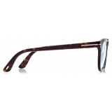 Tom Ford - Occhiali da Vista Blue Block Rotondi - Havana Scuro - Occhiali da Vista - Tom Ford Eyewear