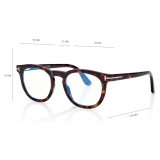Tom Ford - Occhiali da Vista Blue Block Rotondi - Havana Scuro - Occhiali da Vista - Tom Ford Eyewear