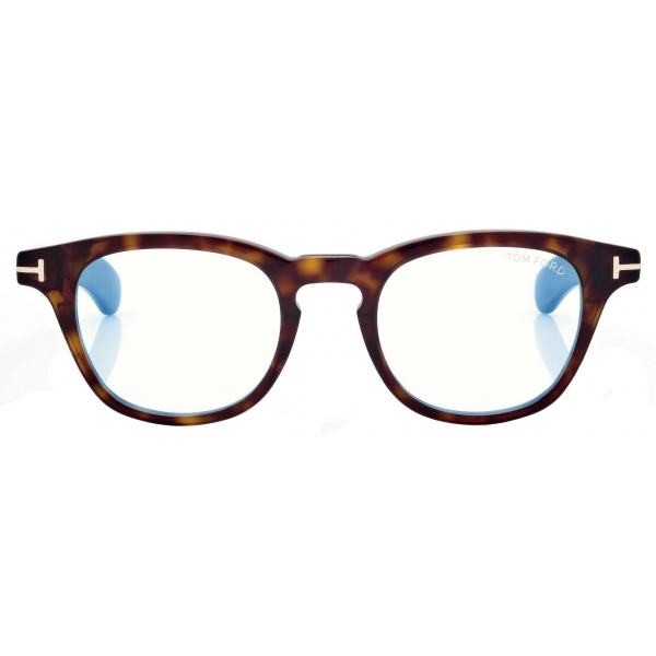 Tom Ford - Blue Block Round Optical Glasses - Dark Havana - Optical Glasses - Tom Ford Eyewear