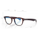 Tom Ford - Occhiali da Vista Blue Block Rotondi - Havana Scuro - Occhiali da Vista - Tom Ford Eyewear