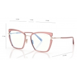 Tom Ford - Occhiali da Vista Blue Block a Farfalla - Rosa Bianco Ghiaccio - Occhiali da Vista - Tom Ford Eyewear