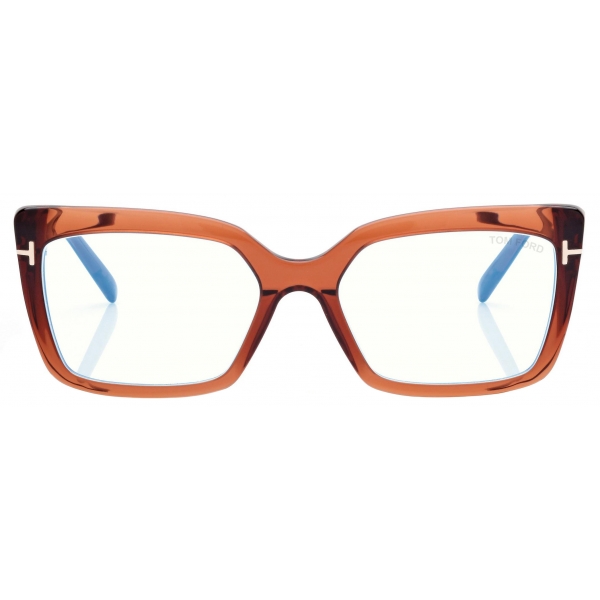 Tom Ford - Blue Block Rectangular Optical Glasses - Brown - Optical Glasses - Tom Ford Eyewear