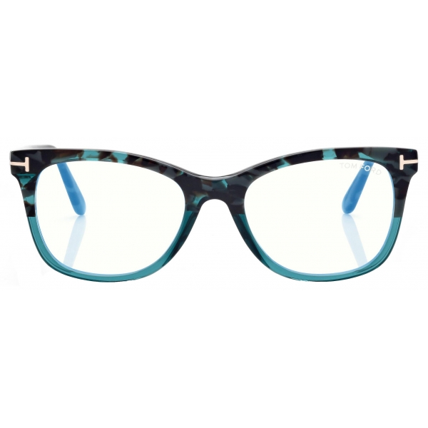 Tom Ford - Blue Block Square Optical Glasses - Light Havana - Optical Glasses - Tom Ford Eyewear