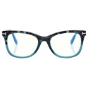 Tom Ford - Occhiali da Vista Blue Block Squadrati - Havana Chiaro - Occhiali da Vista - Tom Ford Eyewear