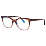 Tom Ford - Occhiali da Vista Blue Block Squadrati - Avana Nera a Righe - Occhiali da Vista - Tom Ford Eyewear