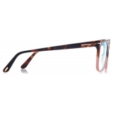 Tom Ford - Occhiali da Vista Blue Block Squadrati - Avana Nera a Righe - Occhiali da Vista - Tom Ford Eyewear