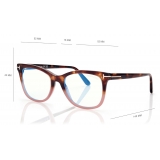 Tom Ford - Occhiali da Vista Blue Block Squadrati - Avana Nera a Righe - Occhiali da Vista - Tom Ford Eyewear