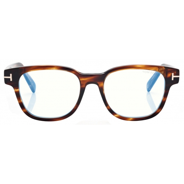 Tom Ford - Blue Block Square Optical Glasses - Red Havana - Optical Glasses - Tom Ford Eyewear