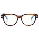 Tom Ford - Blue Block Square Optical Glasses - Red Havana - Optical Glasses - Tom Ford Eyewear