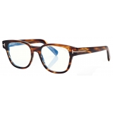 Tom Ford - Blue Block Square Optical Glasses - Red Havana - Optical Glasses - Tom Ford Eyewear