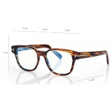 Tom Ford - Blue Block Square Optical Glasses - Red Havana - Optical Glasses - Tom Ford Eyewear