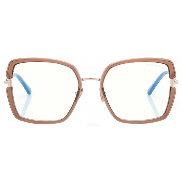 Tom Ford - Blue Block Square Optical Glasses - Opal Honey - Optical Glasses - Tom Ford Eyewear