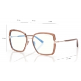 Tom Ford - Blue Block Square Optical Glasses - Opal Honey - Optical Glasses - Tom Ford Eyewear