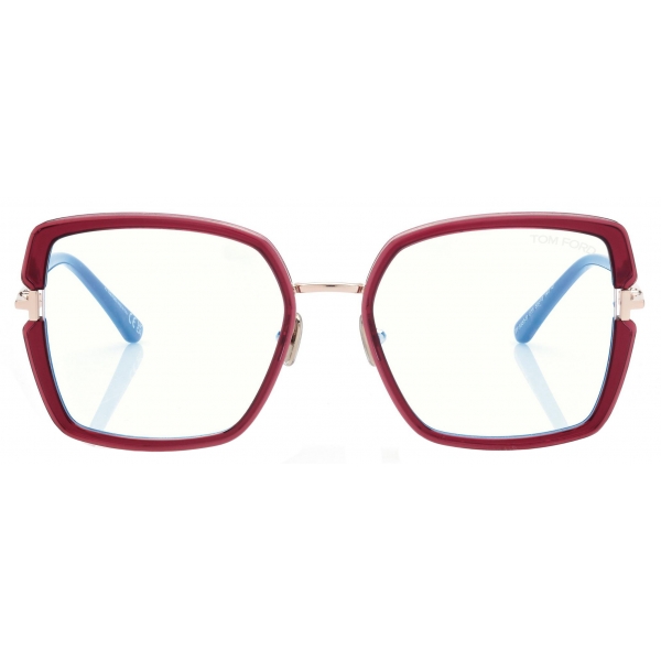 Tom Ford - Blue Block Square Optical Glasses - Aubergine Fuchsia - Optical Glasses - Tom Ford Eyewear