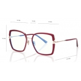 Tom Ford - Blue Block Square Optical Glasses - Aubergine Fuchsia - Optical Glasses - Tom Ford Eyewear
