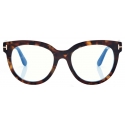 Tom Ford - Blue Block Butterfly Optical Glasses - Dark Havana - Optical Glasses - Tom Ford Eyewear