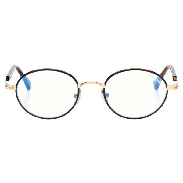 Tom Ford - Blue Block Round Optical Glasses - Red Havana - Optical Glasses - Tom Ford Eyewear