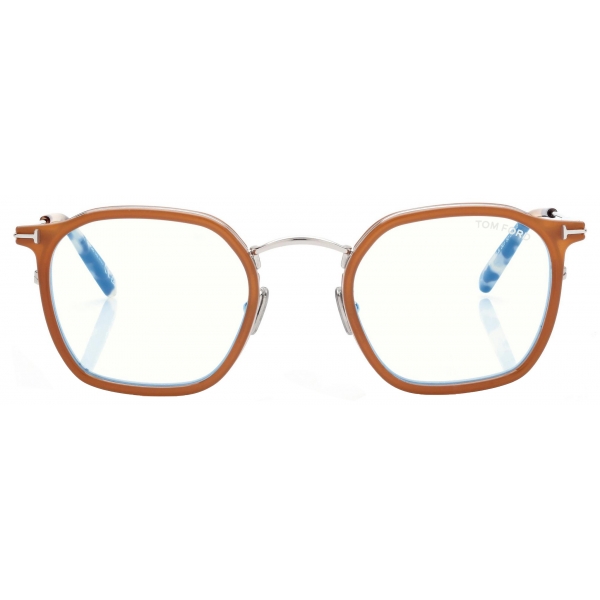 Tom Ford - Occhiali da Vista Blue Block Rotondi - Miele Marrone - Occhiali da Vista - Tom Ford Eyewear