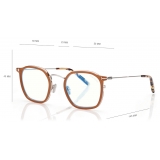 Tom Ford - Occhiali da Vista Blue Block Rotondi - Miele Marrone - Occhiali da Vista - Tom Ford Eyewear
