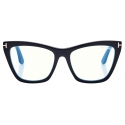 Tom Ford - Occhiali da Vista Cat Eye Blue Block con Clip Su Occhiali da Sole - Nero - Occhiali da Vista - Tom Ford Eyewear