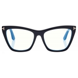 Tom Ford - Occhiali da Vista Cat Eye Blue Block con Clip Su Occhiali da Sole - Nero - Occhiali da Vista - Tom Ford Eyewear