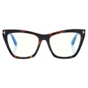 Tom Ford - Occhiali da Vista Cat Eye Blue Block con Clip - Havana Scuro - Occhiali da Vista - Tom Ford Eyewear