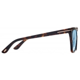 Tom Ford - Occhiali da Vista Cat Eye Blue Block con Clip - Havana Scuro - Occhiali da Vista - Tom Ford Eyewear