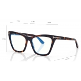 Tom Ford - Occhiali da Vista Cat Eye Blue Block con Clip - Havana Scuro - Occhiali da Vista - Tom Ford Eyewear