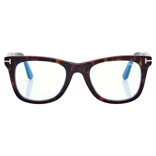 Tom Ford - Occhiali da Vista Quadrati Blue Block con Clip - Havana Scuro - Occhiali da Vista - Tom Ford Eyewear