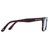 Tom Ford - Blue Block Square Opticals with Clip On Sunglasses - Dark Havana - Optical Glasses - Tom Ford Eyewear