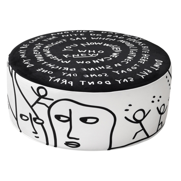 Qeeboo - Eclipse Etching Pouf L - Ottomano Qeeboo by Shantell Martin - Arredo - Casa
