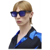 Alexander McQueen - Occhiali da Sole Rettangolari City con Barretta A T - Nero Blu - Alexander McQueen Eyewear