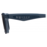 Alexander McQueen - Men’s McQueen Logo Rectangular Sunglasses - Blue - Alexander McQueen Eyewear