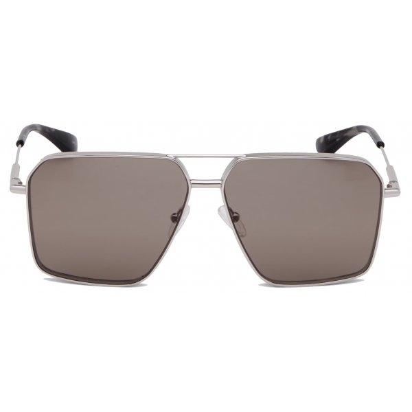 Alexander McQueen - Men's Metal T-Bar Navigator Sunglasses - Silver Brown - Alexander McQueen Eyewear